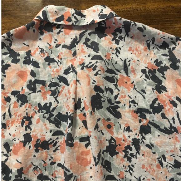 Lafayette 148 Women’s Large Shirt Button Up Blouse 100% Linen Collared - Picture 3 of 9